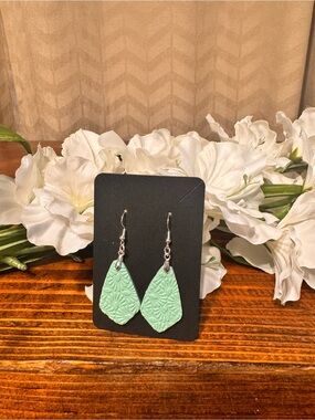 Mint Floral Textured Boho Earrings